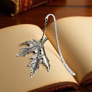 Artisan Bohemian Silver Leaf Book Pendant • Nature Inspired